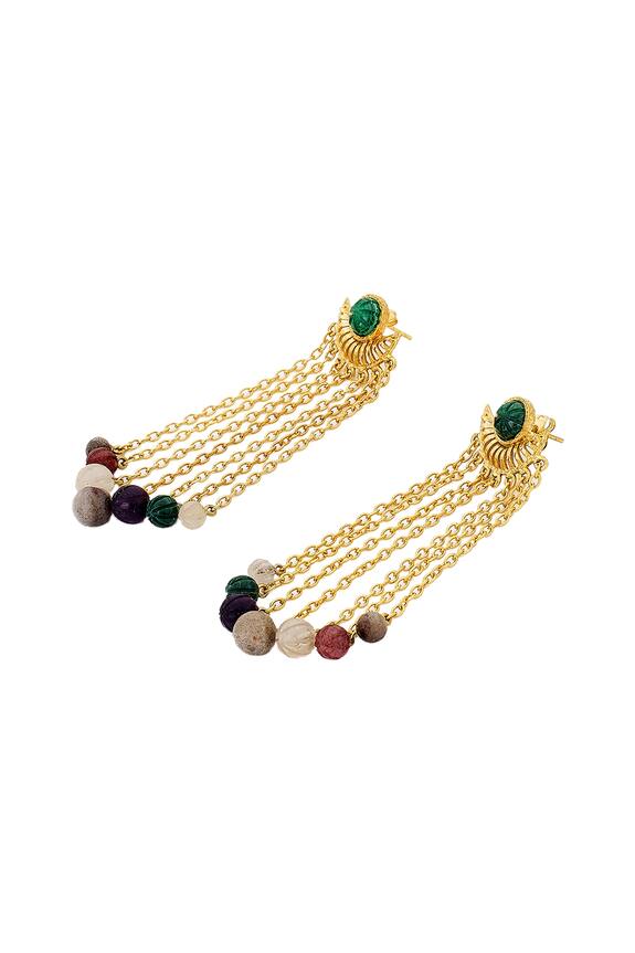 Isharya Handcrafted Multicolored Long Fringe Earrings 3