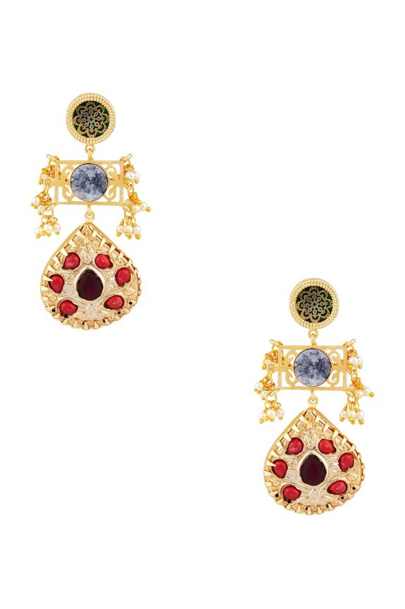 Moh-Maya by Disha Khatri Pearl And Multicolored Long Dangling Earrings 0