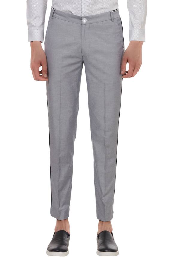 Lacquer Embassy Grey Nautical Slim Fit Cotton Twill Trousers 5