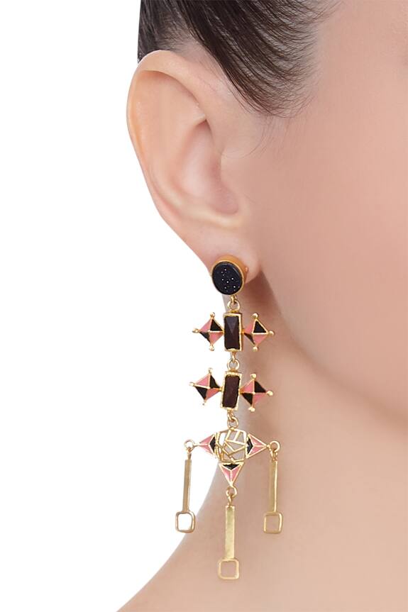Madiha Jaipur Handcrafted Glitter Stone Earrings 0