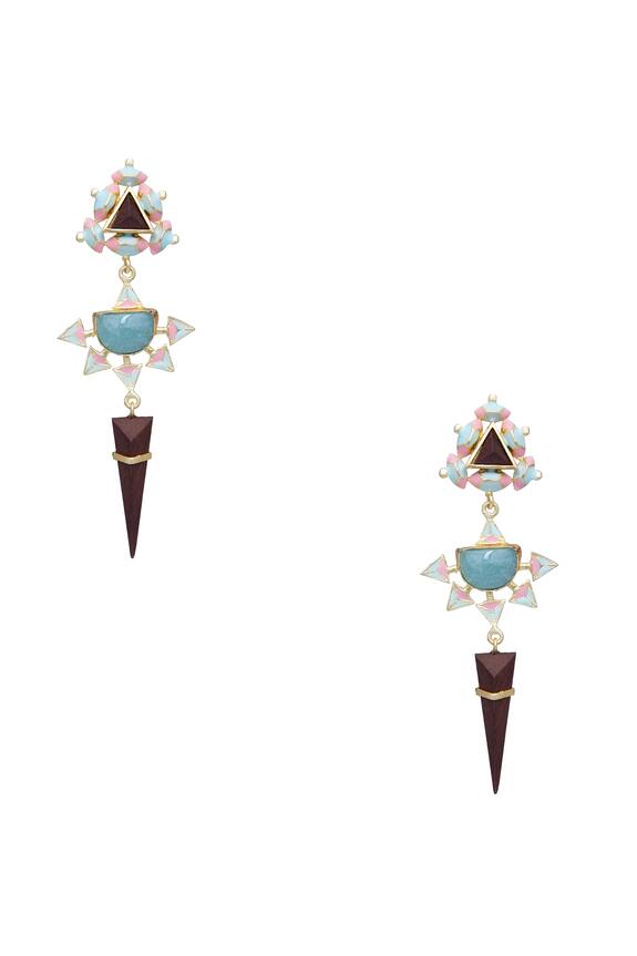 Madiha Jaipur Dangler Earrings With Handcrafted 3d Design 1