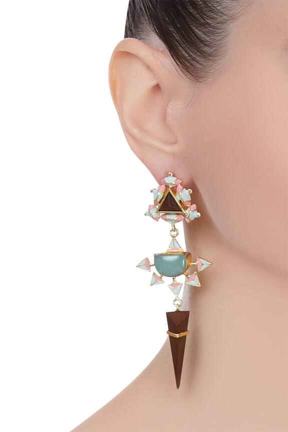 Madiha Jaipur Dangler Earrings With Handcrafted 3d Design 2