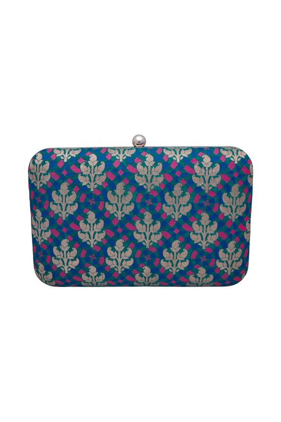 Crazy Palette Turquoise Blue Hand Painted Clutch 4