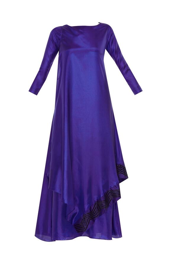 Kommal Sood Blue Draped Tunic Dress In Bugle Embroidery 5