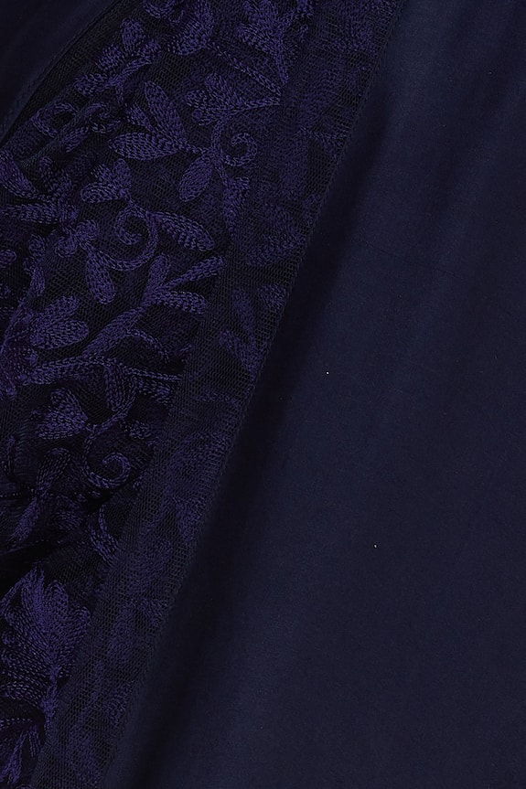 Kommal Sood Blue Floral Thread Embroidered Net Saree 5