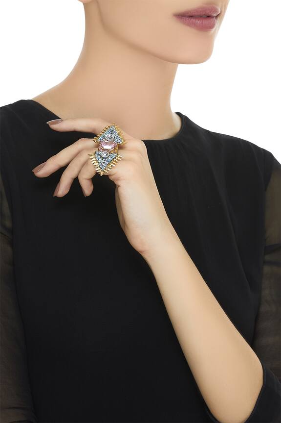 Gewels by Mona Triangular Design Embellished Finger Ring 2