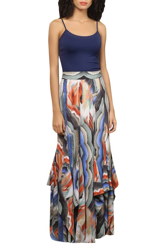 Reynu Taandon Multi Color Digital Printed Maxi Skirt 0