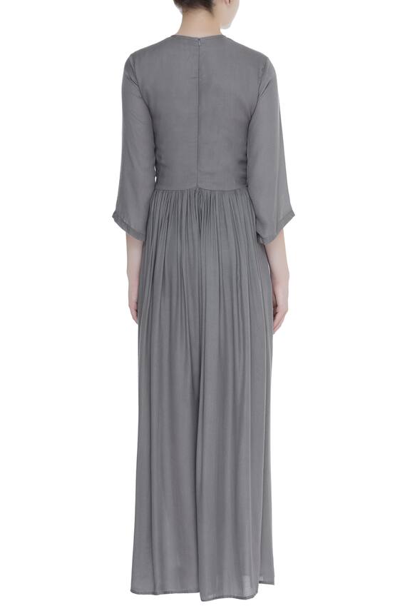 Bohame Grey Block Printed Pleated Maxi Dress 2
