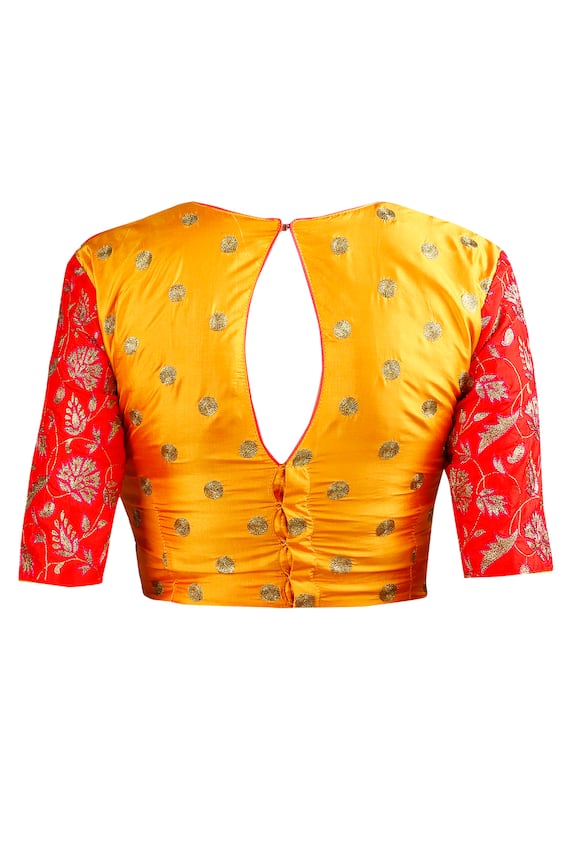 Latha Puttanna Orange Lace Embroidered Saree With Blouse 5