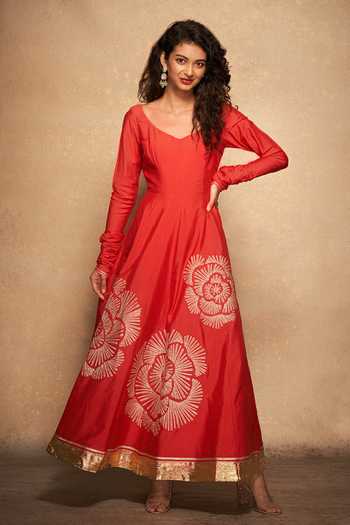 Gulabo Small Booti Pure Cotton Anarkali Gher Suit Set