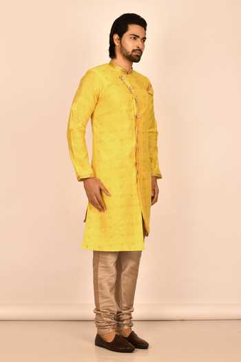 YELLOW Kurta DUPION SILK Chudidar