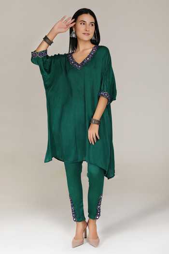 Ikat Printed V-Neck Tunic with Afghani Pants Co-Ords