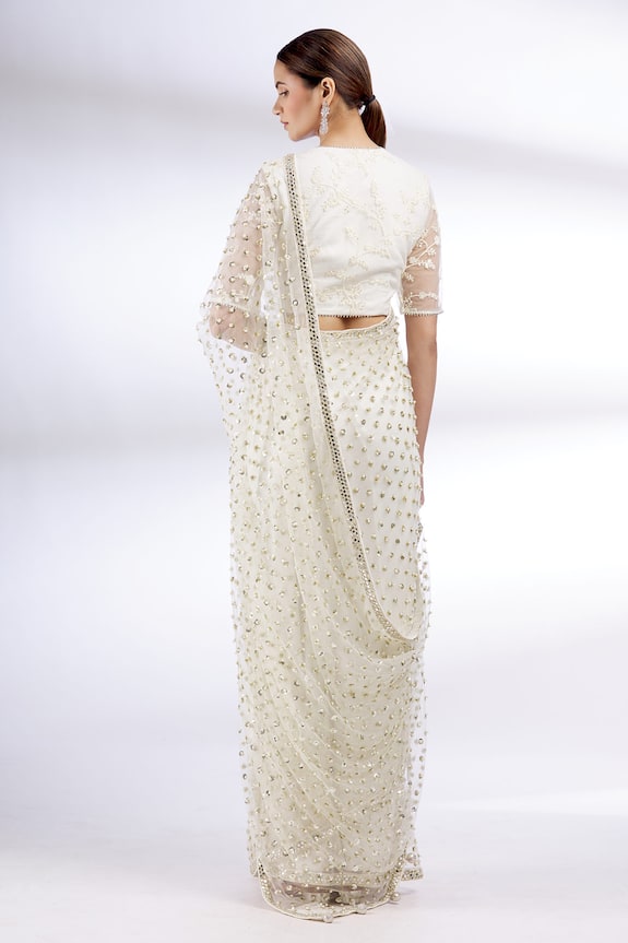 Divya Kanakia White Net Embroidered Saree With Blouse 2