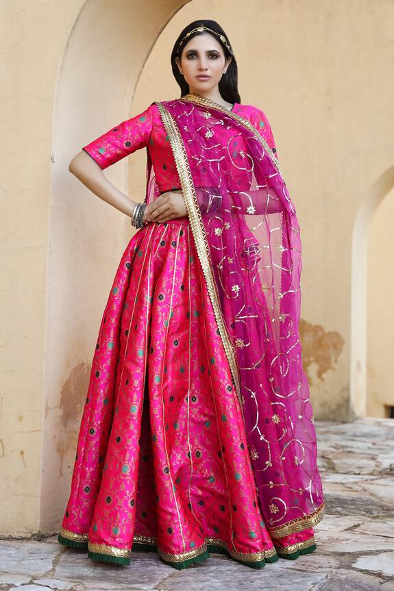 Gulabo Jaipur Pink Georgette Aisha Woven Lehenga Set 1