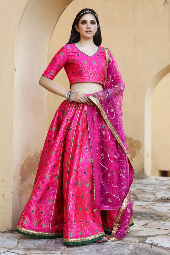 Gulabo Jaipur Pink Georgette Aisha Woven Lehenga Set 3