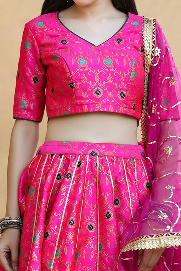 Gulabo Jaipur Pink Georgette Aisha Woven Lehenga Set 5