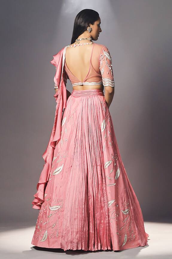 Isha Gupta Tayal Pink Silk Multi Panelled Embroidered Lehenga Set 2