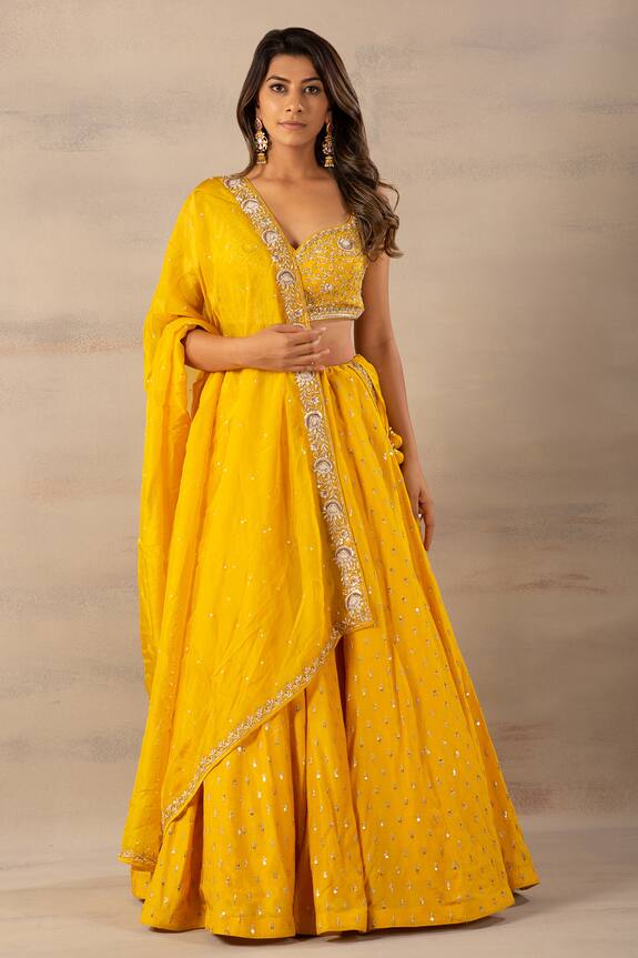 Anupraas by Nishant and Rahul Yellow Embroidered Lehenga Set 0
