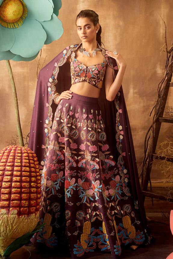Aisha Rao Purple Embellished Lehenga Set 1