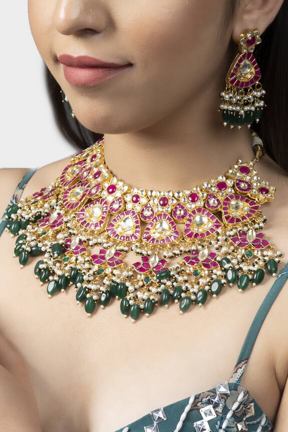 Auraa Trends Kundan Necklace Jewellery Set 1