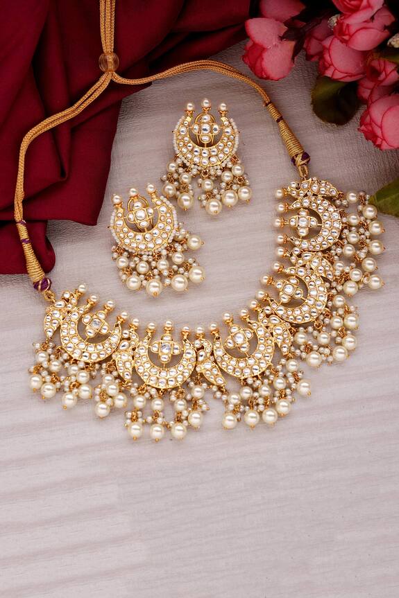 Auraa Trends Kundan Polki Choker Jewellery Set 0
