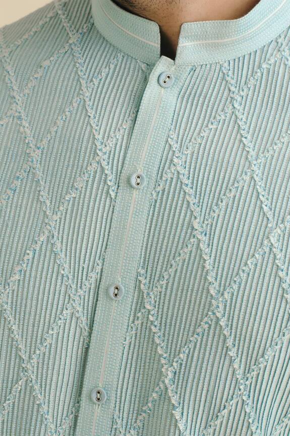 Philocaly Green Cotton Embroidered Silk Kurta 6