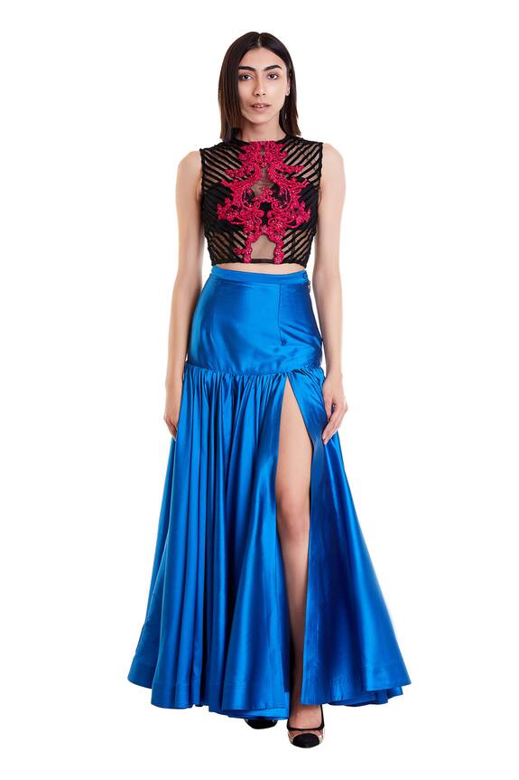 Siddartha Tytler Blue Taffeta Ball Gown Skirt 1