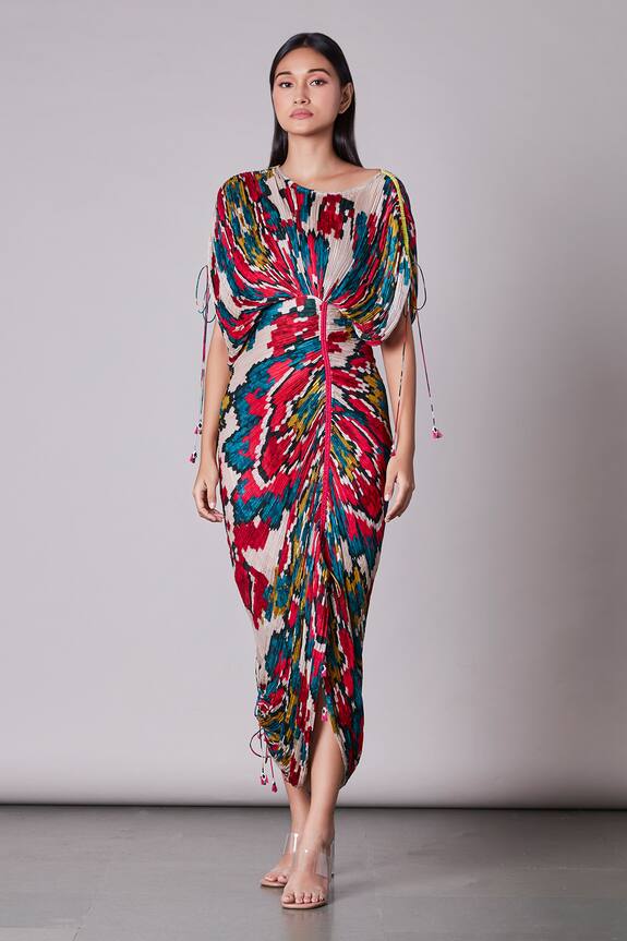 Saaksha & Kinni Multi Color Chiffon Printed Kaftan Dress 1