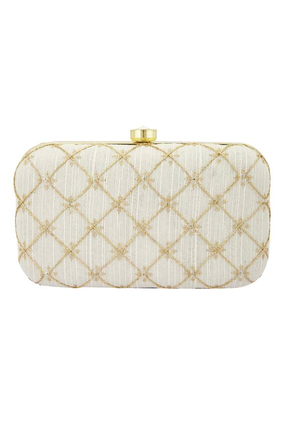 Nayaab by Aleezeh Checkered Box Clutch With Sling 2