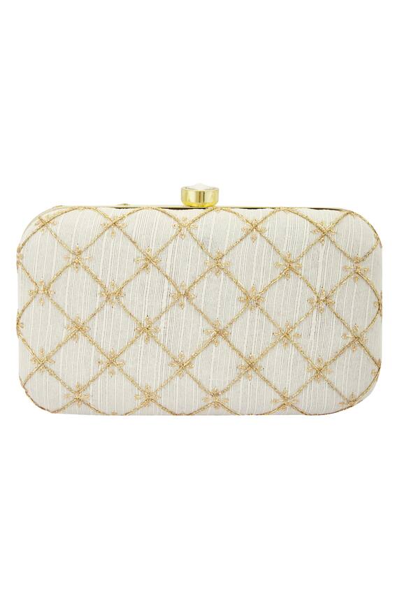 Nayaab by Aleezeh Checkered Box Clutch With Sling 5