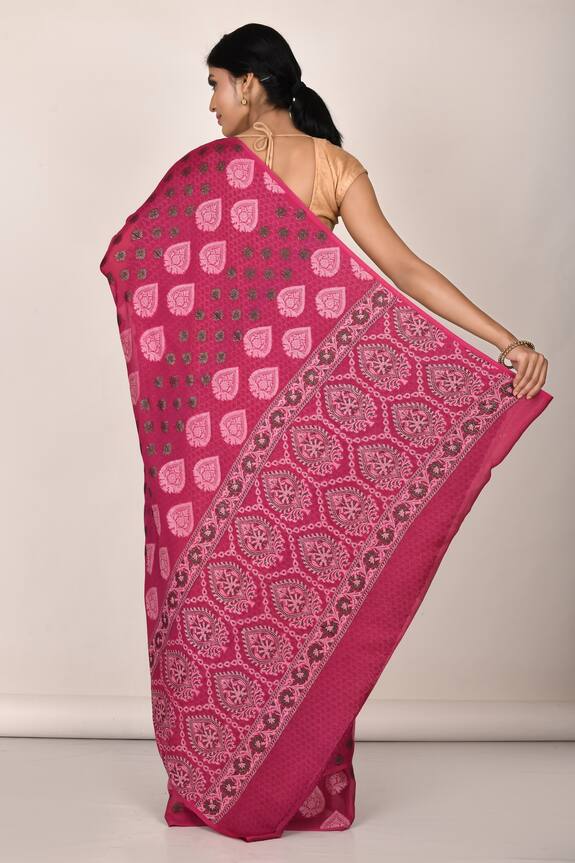 Aryavir Malhotra Pink Chiffon Silk Woven Banarasi Saree 2