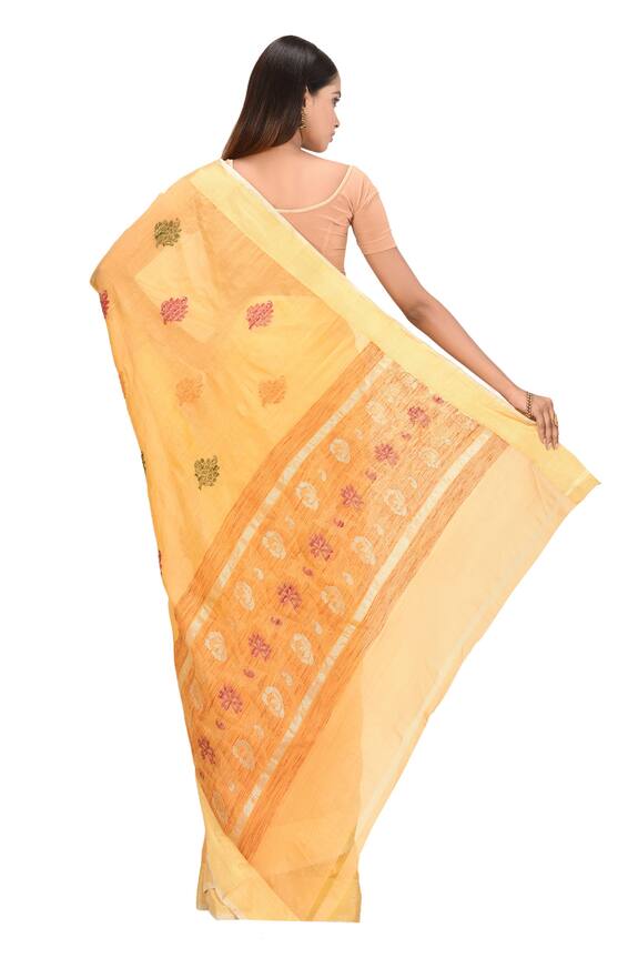 Nazaakat by Samara Singh Yellow Floral Motif Cotton Saree 2