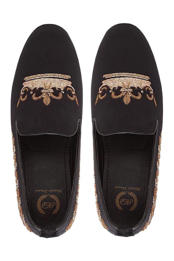 Buy Domani Black Handcrafted Velvet Loafers Online | Aza Fashions
