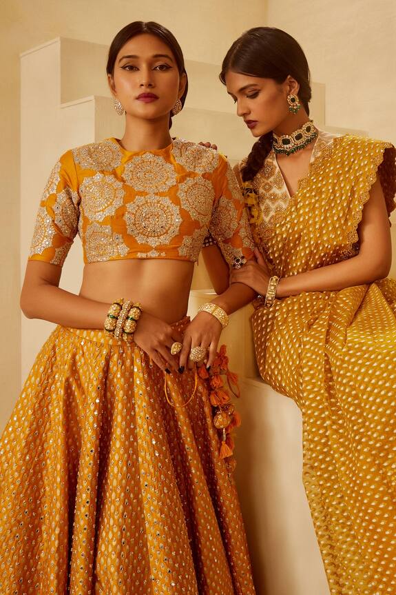 Bhumika Sharma Yellow Raw Silk Zardozi Embroidered Lehenga Set 3