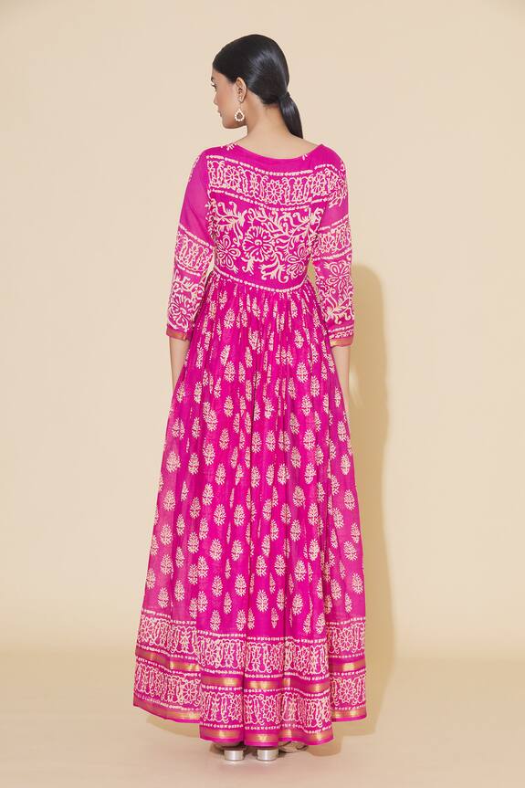 Samyukta Singhania Pink Chinnon Tie Dye Maxi Dress 2