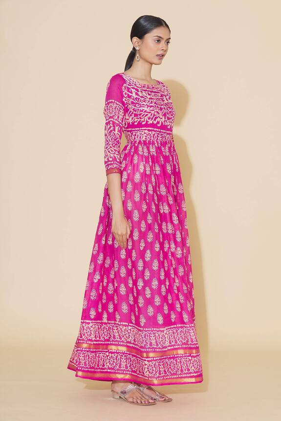 Samyukta Singhania Pink Chinnon Tie Dye Maxi Dress 3