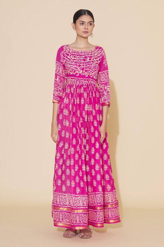 Samyukta Singhania Pink Chinnon Tie Dye Maxi Dress 4