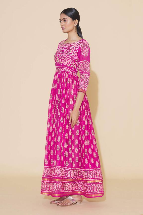 Samyukta Singhania Pink Chinnon Tie Dye Maxi Dress 5