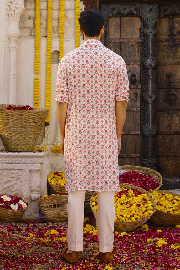 Chhavvi Aggarwal Peach Crepe Floral Print Kurta And Pant Set 2