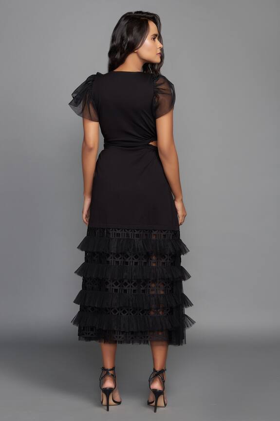 Deepika Arora Ponte Roma Black Layered Dress 2