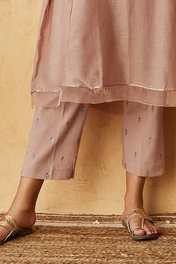 Beige Chanderi Kurta Set