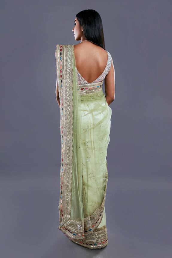 Divya Kanakia Green Net Saree With Sequin Blouse 2