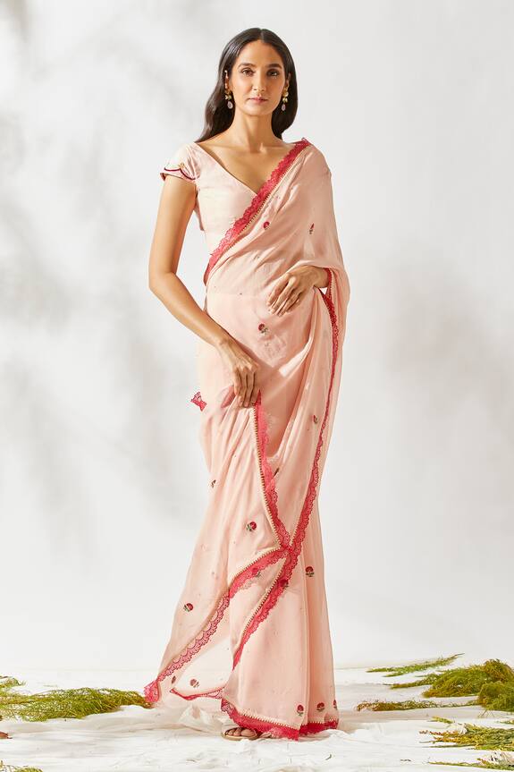 Devyani Mehrotra Pink Embroidered Georgette Saree 1