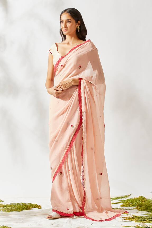 Devyani Mehrotra Pink Embroidered Georgette Saree 3