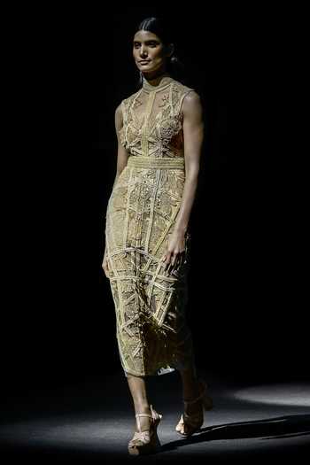 ABHISHEK SHARMA Yellow Embroidered Dress main image 1