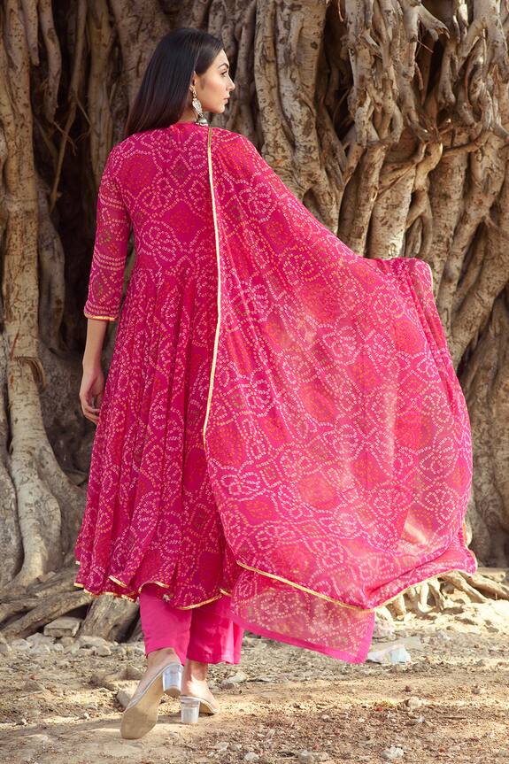 Gulabo Jaipur Pink Georgette Bandhani Print Anarkali Set 2