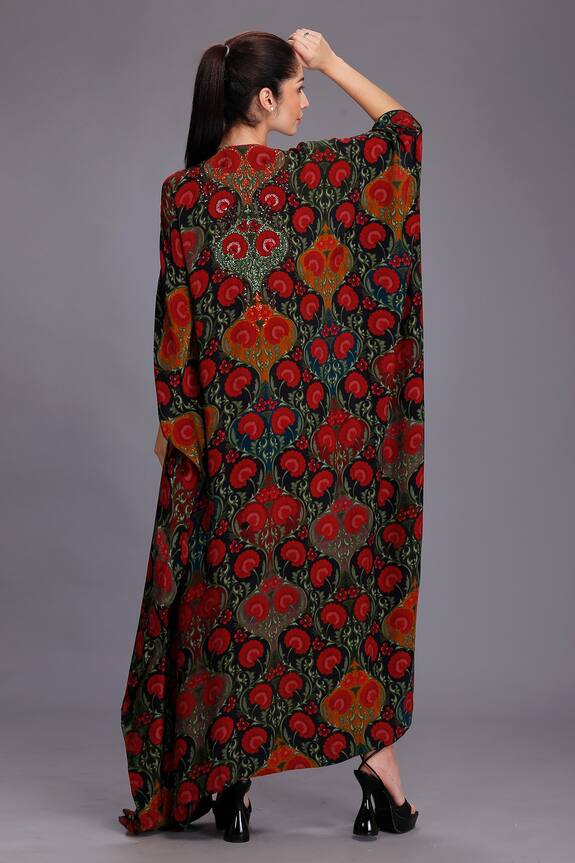 Alpona Designs Black Natural Crepe Floral Print Dress 2
