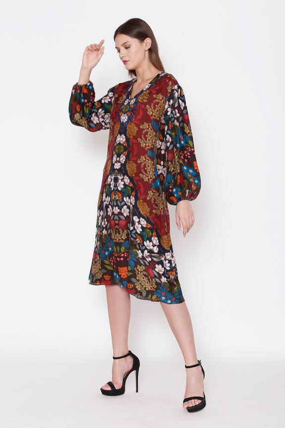 Alpona Designs Multi Color Cotton Silk Floral Print Tunic 3