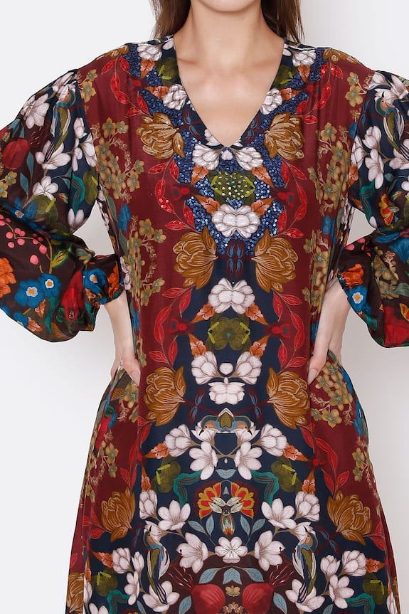 Alpona Designs Multi Color Cotton Silk Floral Print Tunic 5
