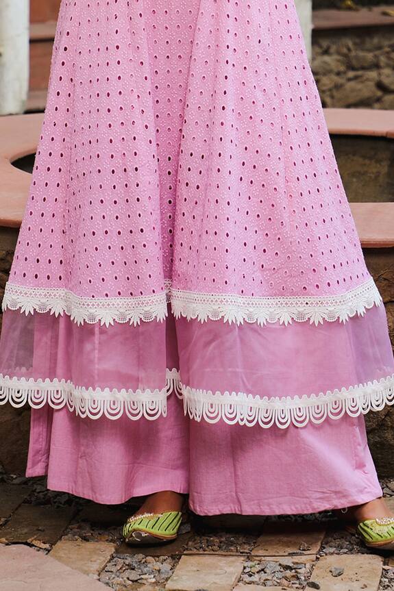 Enaarah Pink Pure Fine  Cotton Rosa Flared Skirt 5